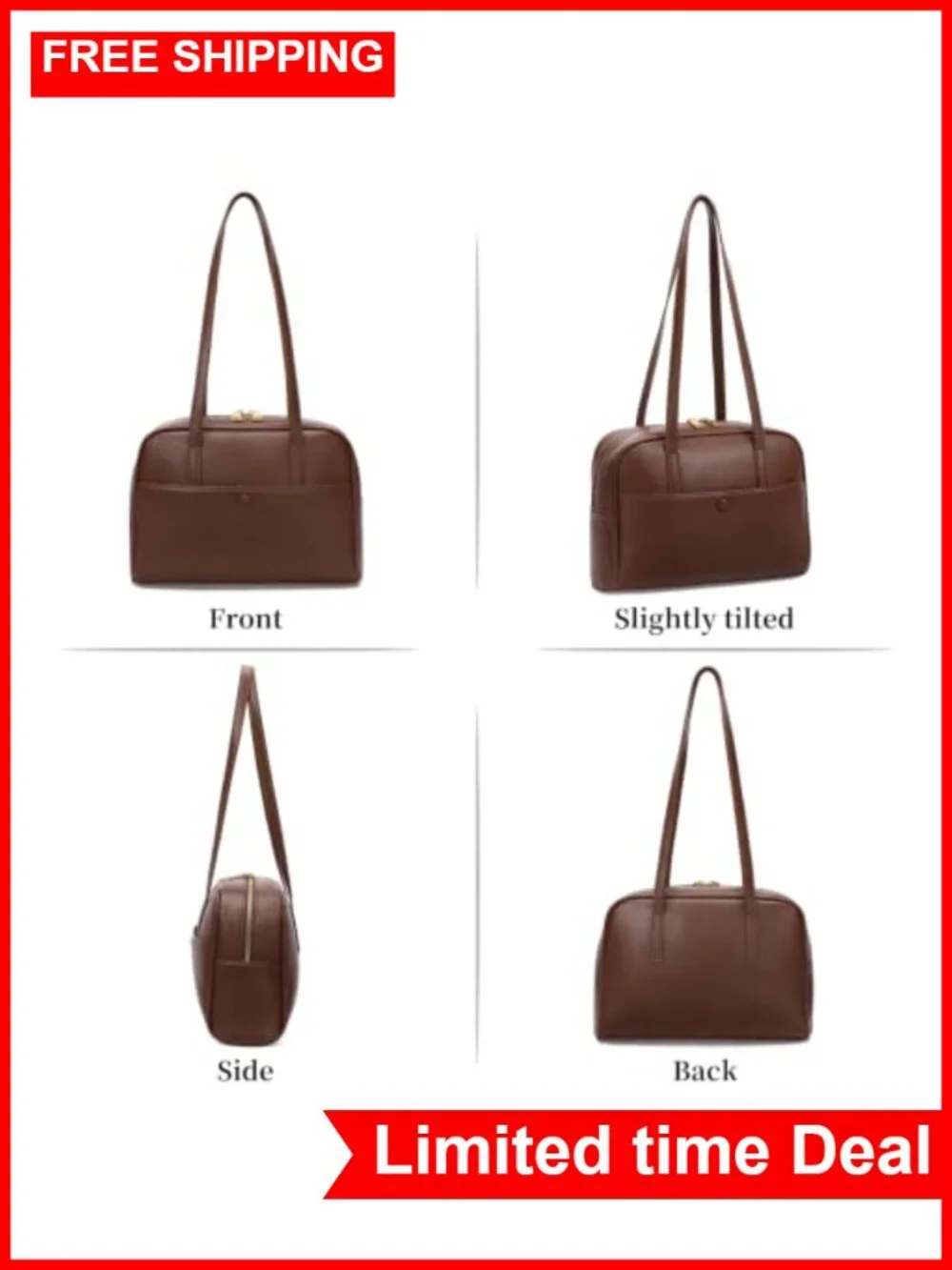 Vegan Leather Swing Zip Top Handle Hobo Bag Shoulder Purse Lightweight